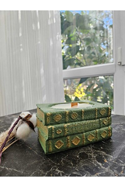 DNZ DEKOR Yılbaşı Konseptli Kitap Desenli Mumluk & Mum & Dekoratif Obje