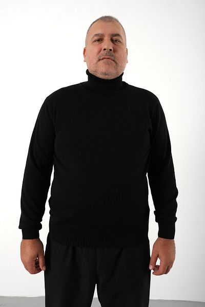 Trist Star Men's Black Large Size Turtleneck 100% Cotton Sweater TRIST-2001