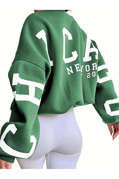 Machetta Unisex Oversize Φούτερ με κουκούλα Chicago με στάμπα