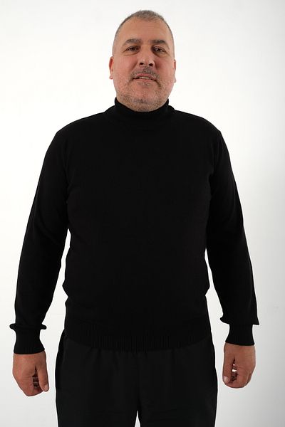 Trist Star Men's Black Large Size Half Turtleneck 100% Cotton Sweater TRIST-2002