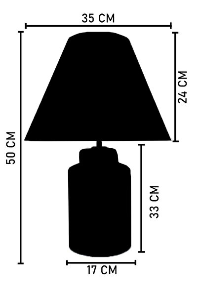Qdec Vintage Seramik Abajur Silindir Kırmızı-Konik Beyaz