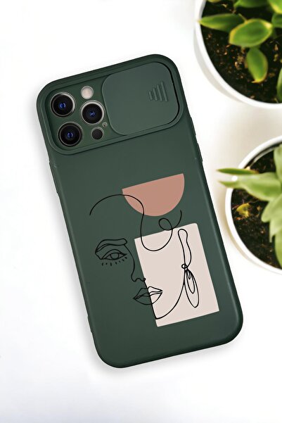 mooodcase iPhone 12 Pro Uyumlu Women Art Desenli Kamera Koruma Slider Kapaklı Silikonlu Telefon Kılıfı