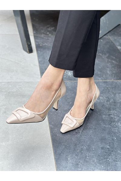 İnci Topuk Tulle Buckle Women's Heeled Shoes