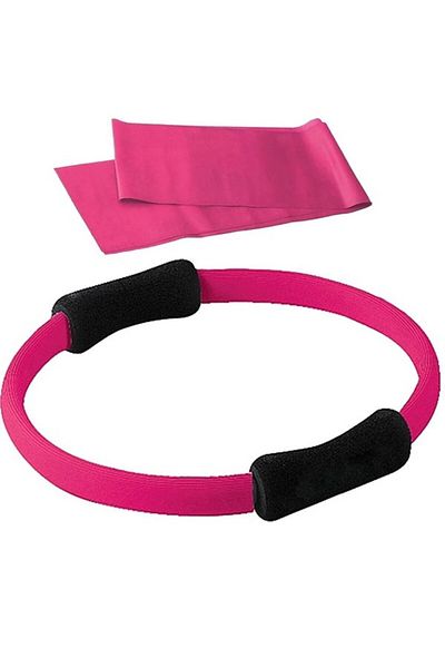 Clifton Pink Fiberglass Unisex Pilates Circle and Band - 38 cm and 90X7.5 cm