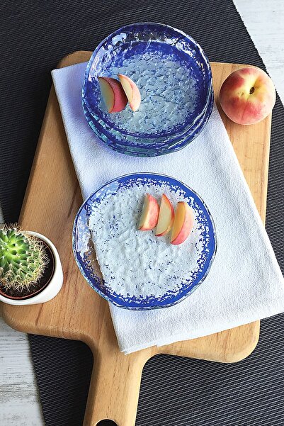 Sunu Blue Earth Mavi Dünya 4'lü Cam Tabak-14cm