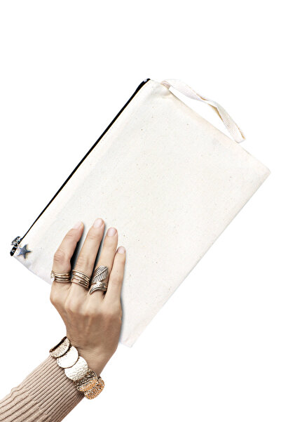 Pamusan حقيبة مكياج بسحاب على شكل نجمة بلون خام