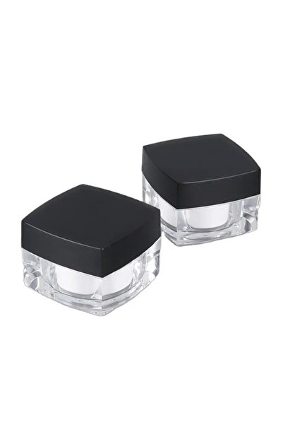 Yenigeldi 5 Ml Cream Jar, Cosmetic Box, Acrylic Cream Box with Black Lid Set of 2