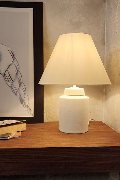 Qdec Vintage Ceramic Lampshade Cylinder Ecru-Conical Ecru