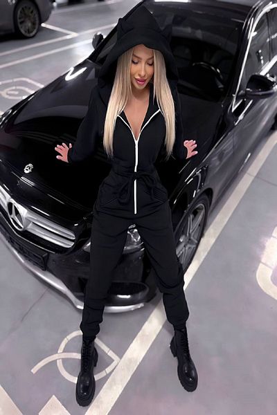 Fashiontayt Ολόσωμη φόρμα με φερμουάρ με κουκούλα με 3 νήματα