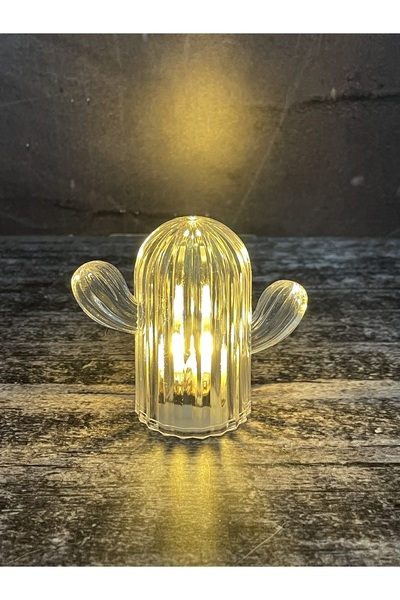 YzHome 1 Adet Pilli Led Dekoratif Mini Mum Sunumluk Dekor Mum Kaktüs Model