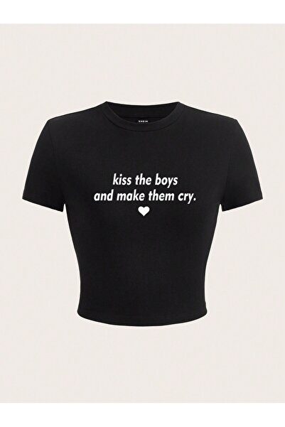 Jose Clothing Bluză crop cu mânecă scurtă, din bumbac organic, cu mânecă scur...