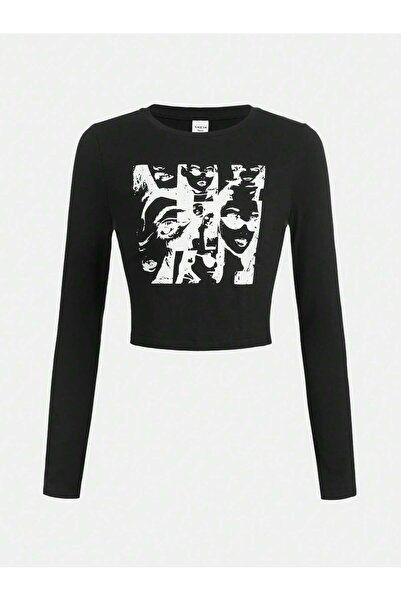 Jose Clothing Γυναικεία μαύρη στάμπα με λαιμόκοψη Y2K στυλ που εφαρμόζει στο ...