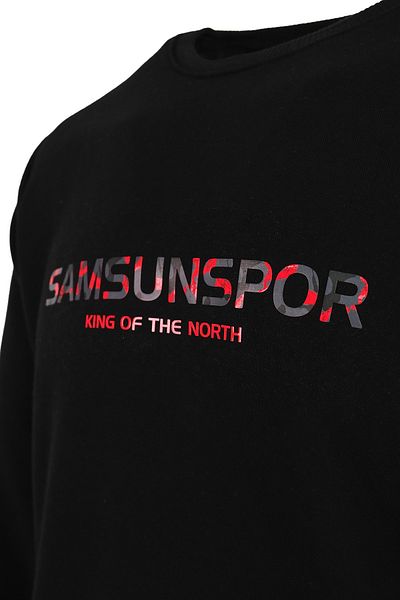 Store 55 Samsunspor Printed Crew Neck Black Sweat
