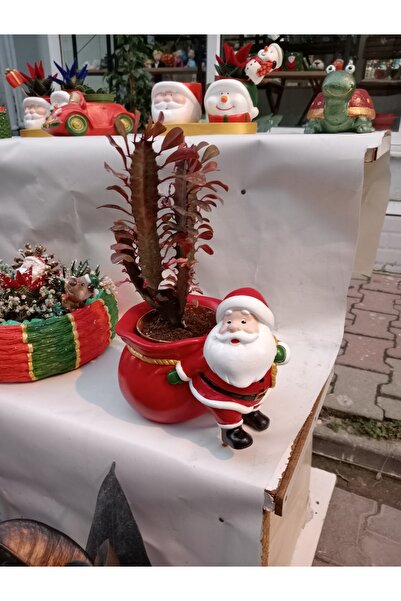 Genel Markalar Kese Taşıyan Noel Baba Dekoratif Çok Amaçlı Saksı ve Kalemlik ...