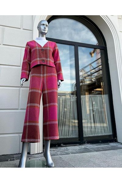 sares Plaid Stamped Pants