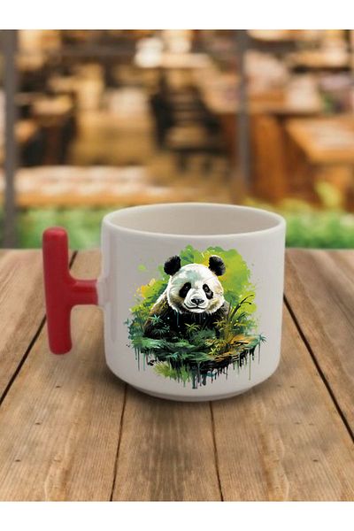 lili hediyelik Coffee Cup Ceramic Mug with Panda Image Among Branches - Ceramic Tea, Coffee Gift Cup