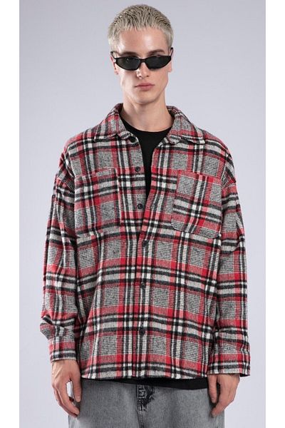 Catch Unisex Los Angeles Printed Oversize Stamp Shirt Red 1549