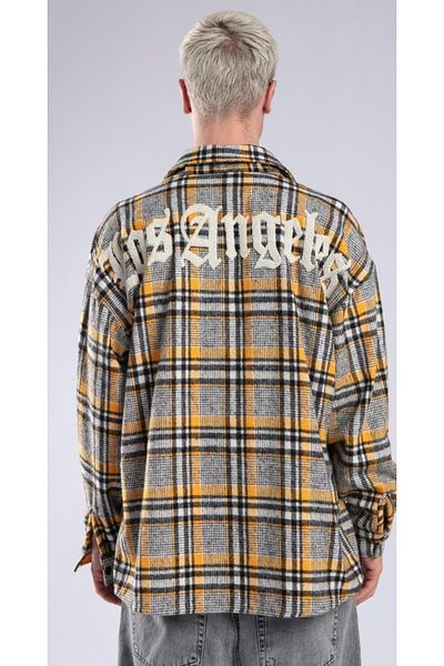Catch Unisex Los Angeles Printed Oversize Stamped Shirt Yellow 1549