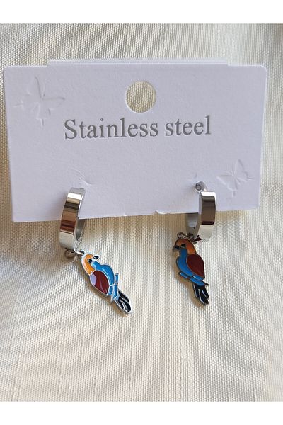 ElifceByÖzlem Stainless steel 316L Steel Earrings with Toucan Bird Figure