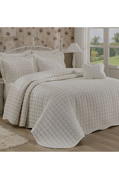 enti ev tekstili Zigana Home Gold Asmin - Double White Bedspread, Width 250 Size 260 Zgn & 192312 #