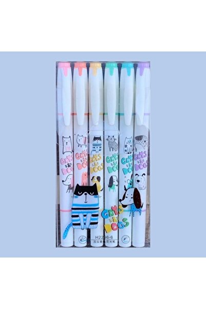 Art Tone HİGHLİGHTER ANIMAL DESIGN TENFON PHOSPHORED PEN SET H2296-6 6 COLORS