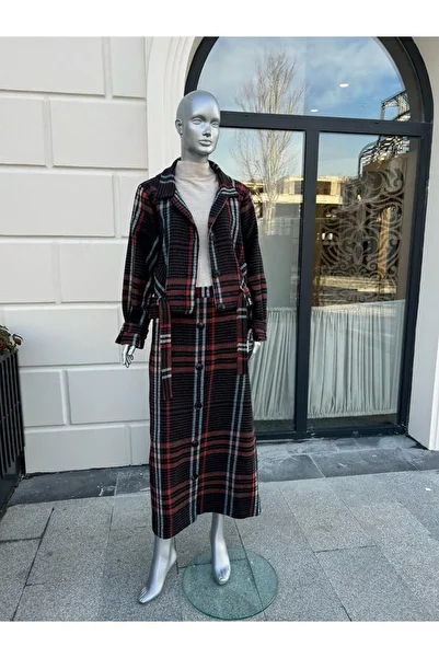 sares Plus Size Plaid Stamp Skirt