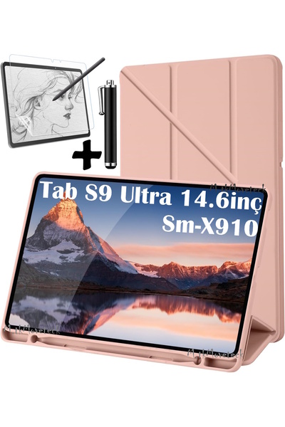 m.tk moveteck Samsung Galaxy Tab S9 Ultra Kılıf Sm-x910 Tablet Kılıfı Kalemli...