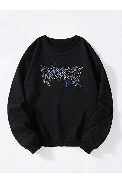 Ginevra Unisex okrugla kragna Lightning Štampano Oversize kroj Ležeran kroj F...