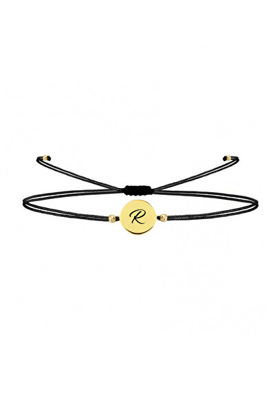 alberaccessories 925 Ayar Gümüş Tasarım 14 K Gold Kaplama Ip Örgü R Harf Şans...