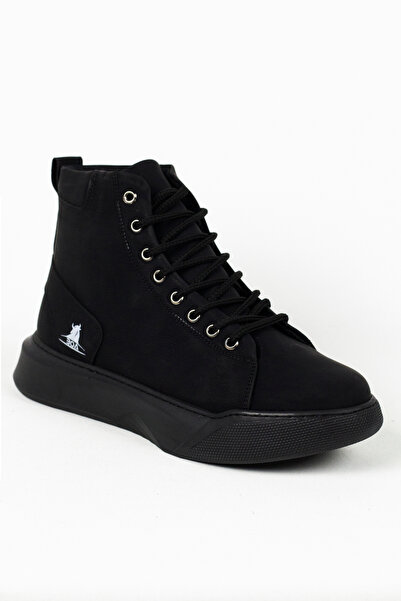 Mida Shoes Black Laced Men's High Black Sole Sports Boots