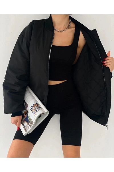 La Querta Schwarze Bomberjacke für Unisex
