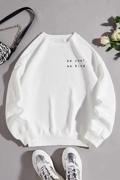 FULL TOLERANCE BE COOL PRINTED UNISEX WHITE SWEATSHIRT