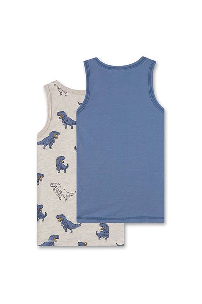 Sanetta Jungen Unterhemden, 2er Pack - Top, Shirt, ärmellos, Bio-Baumwolle, Dino