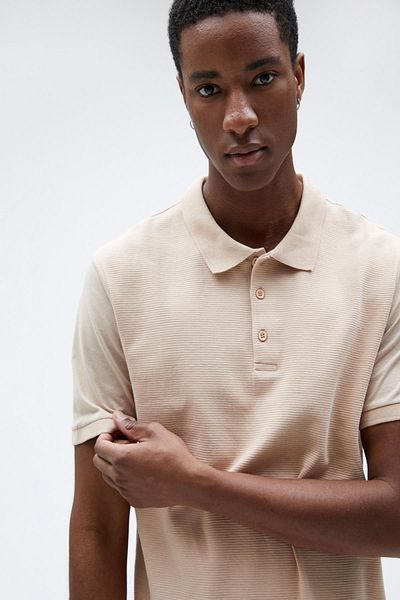 Koton 3sam10010mk 074 Bézs Férfi Pamut Jersey Basic Rövid ujjú Polo Nyakú póló