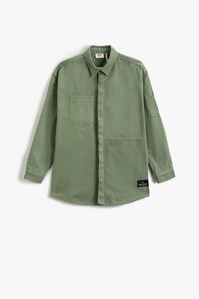 Koton Boy's Jacket Oversize Single Pocket Detailed Long Sleeve Shirt 3skb20003tw