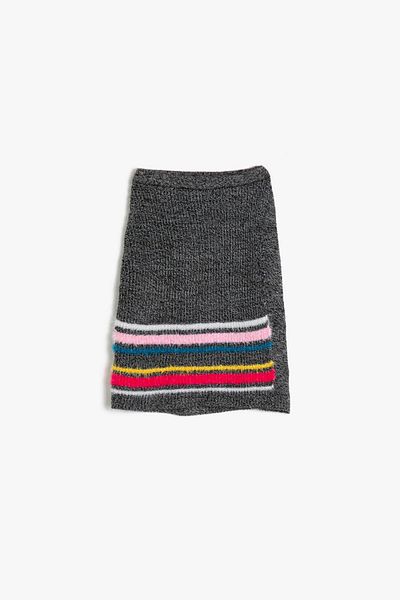 Koton Grau gestreifter Poncho für Mädchen