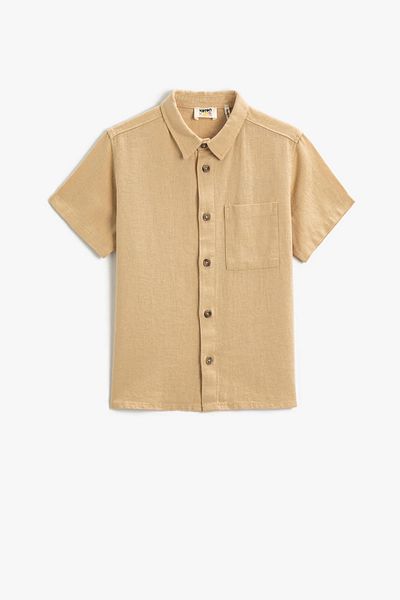 Koton Linen Blend Fabric Shirt Short Sleeve