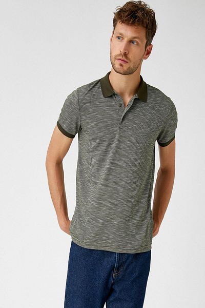 Koton Zelené pánské tričko Polo Neck