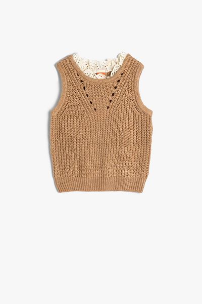 Koton Baby Girl Brown Sweater
