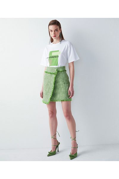 İpekyol Tassel Striped Tweed Skirt
