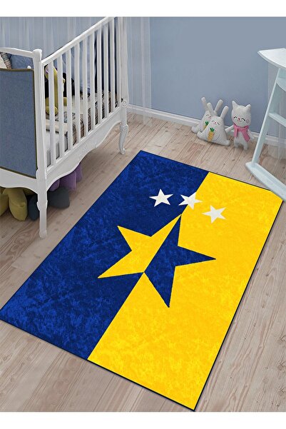 modalive Home Sarı Lacivert Çocuk Odası Halısı
