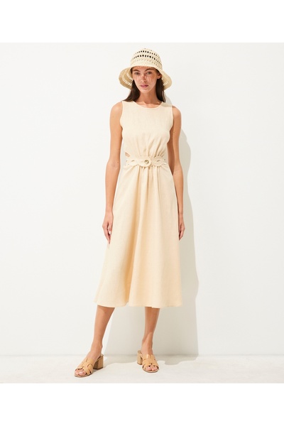 İpekyol Лляна сукня з вишитим поясом