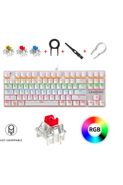 Sarftech Leaven K550 İngilizce Q Klavye Led RGB Kablolu Siyah Red Switch Meka...