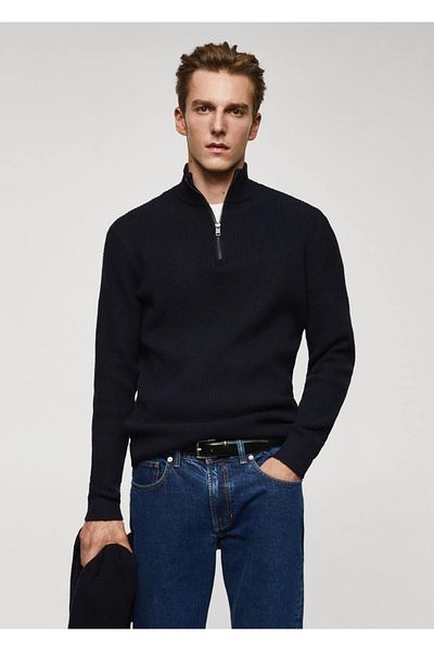 MANGO Man Pullover mit Kordelzug und Reißverschluss