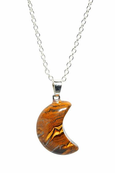 Tesbih Atölyesi Certified Moon Model Real Tiger Eye Stone Necklace