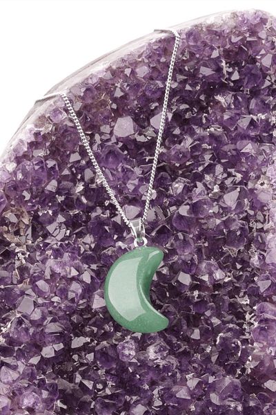 Tesbih Atölyesi Certified Moon Model Real Aventurine Stone Necklace