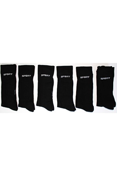 Murat Çorap 6 ADET ERKEK SİYAH UZUN ALTI ÇİFT TABANLI KALIN ÇORAP SPOR ÇORABI 43-46 AYAKKABI NUMARASI