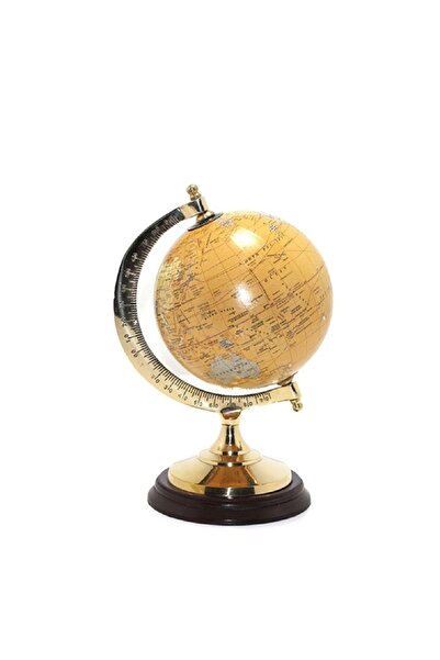 hediyeconcepti Ahşap Kaideli Pirinç Dünya Küre