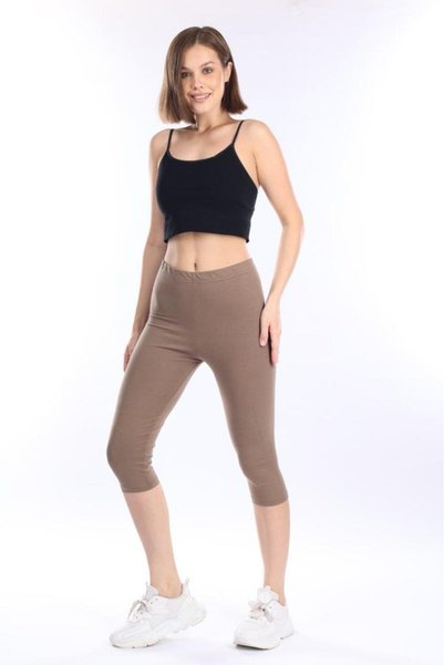 Tight Lady Super Quality Mink Combed Cotton Lycra Below Knee Capri Tights High Waist