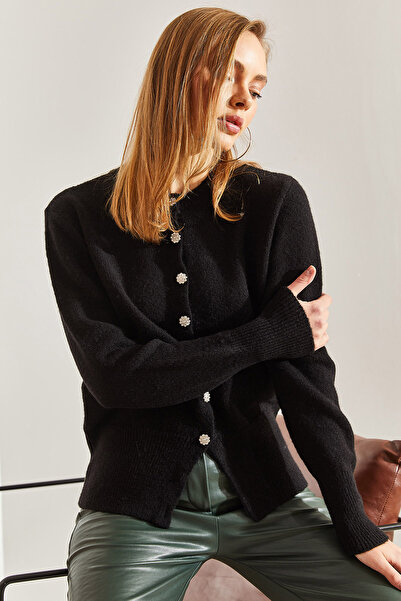 Bianco Lucci Women's Knitwear Cardigan - Buttoned Design